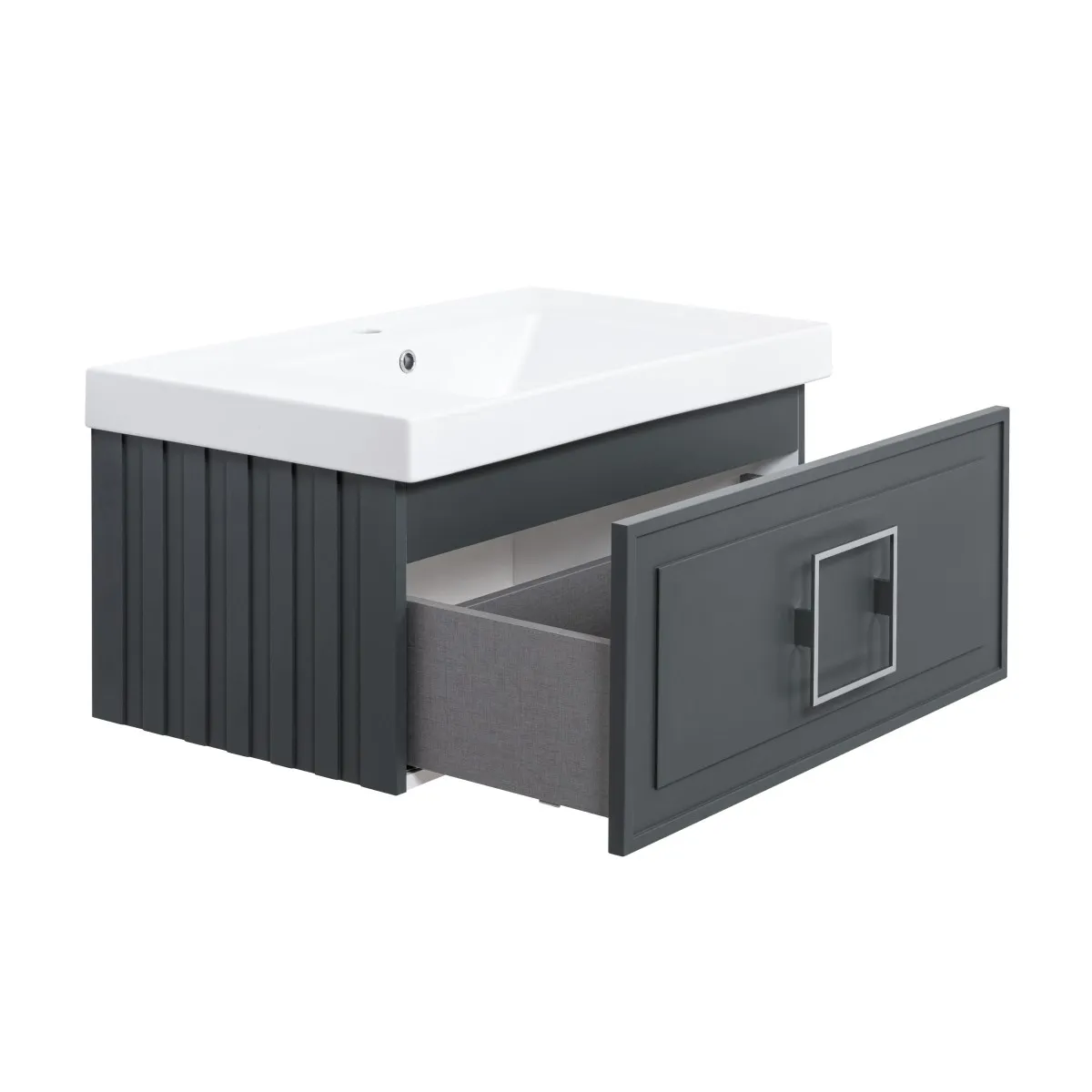 Тумба под раковину подвесная La Fenice Cubo FNC-01-CUB-G-80, серо-зеленая