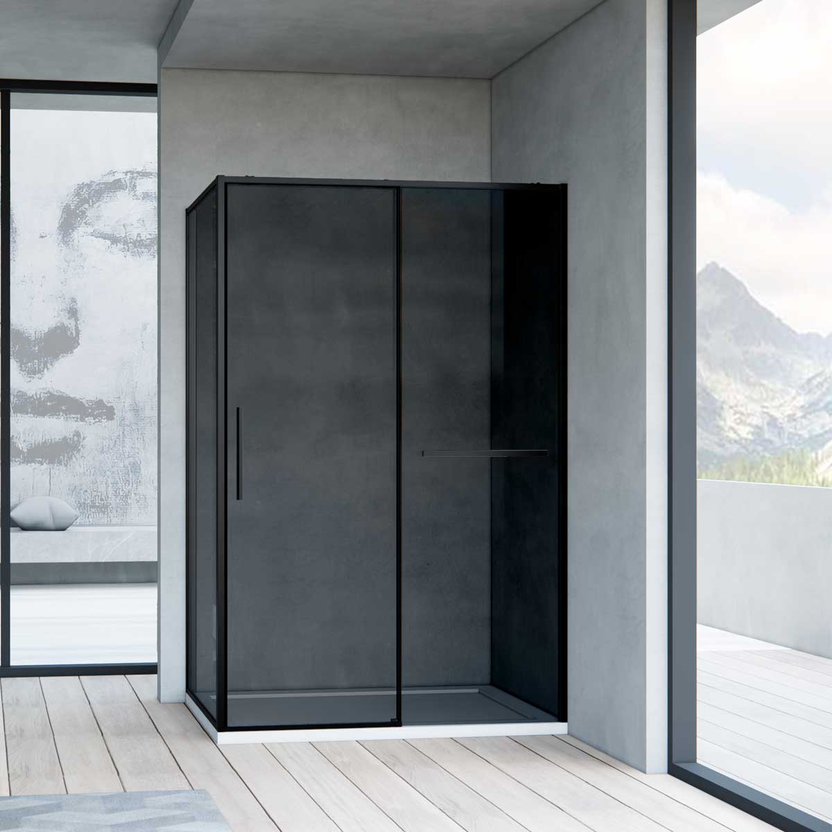 Душевой уголок Vincea Slim Soft (VSR-1SS9012CGB) 1200х900 мм, черный, стекло тонированное