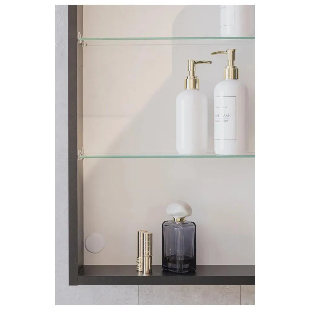 Зеркало-шкаф Silver Mirrors Фиджи BLACK 60 - 4.2 правый (часы, ТХ, сенсорный выключатель)