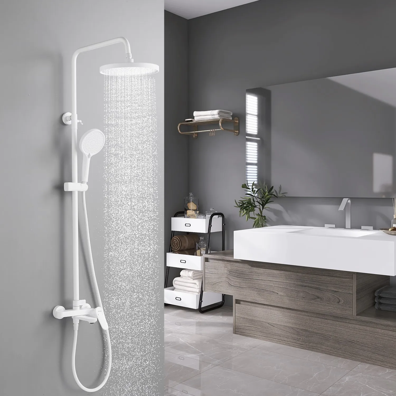 Душевая система Shevanik S4336C, белый