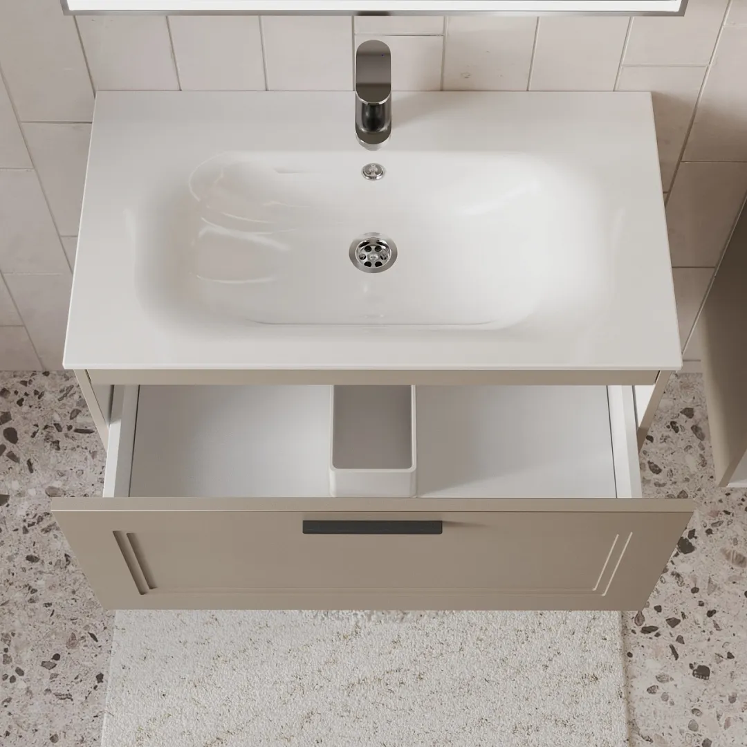 Тумба с раковиной подвесная (80см) Terminus Classik CLA10801200501O, капучино