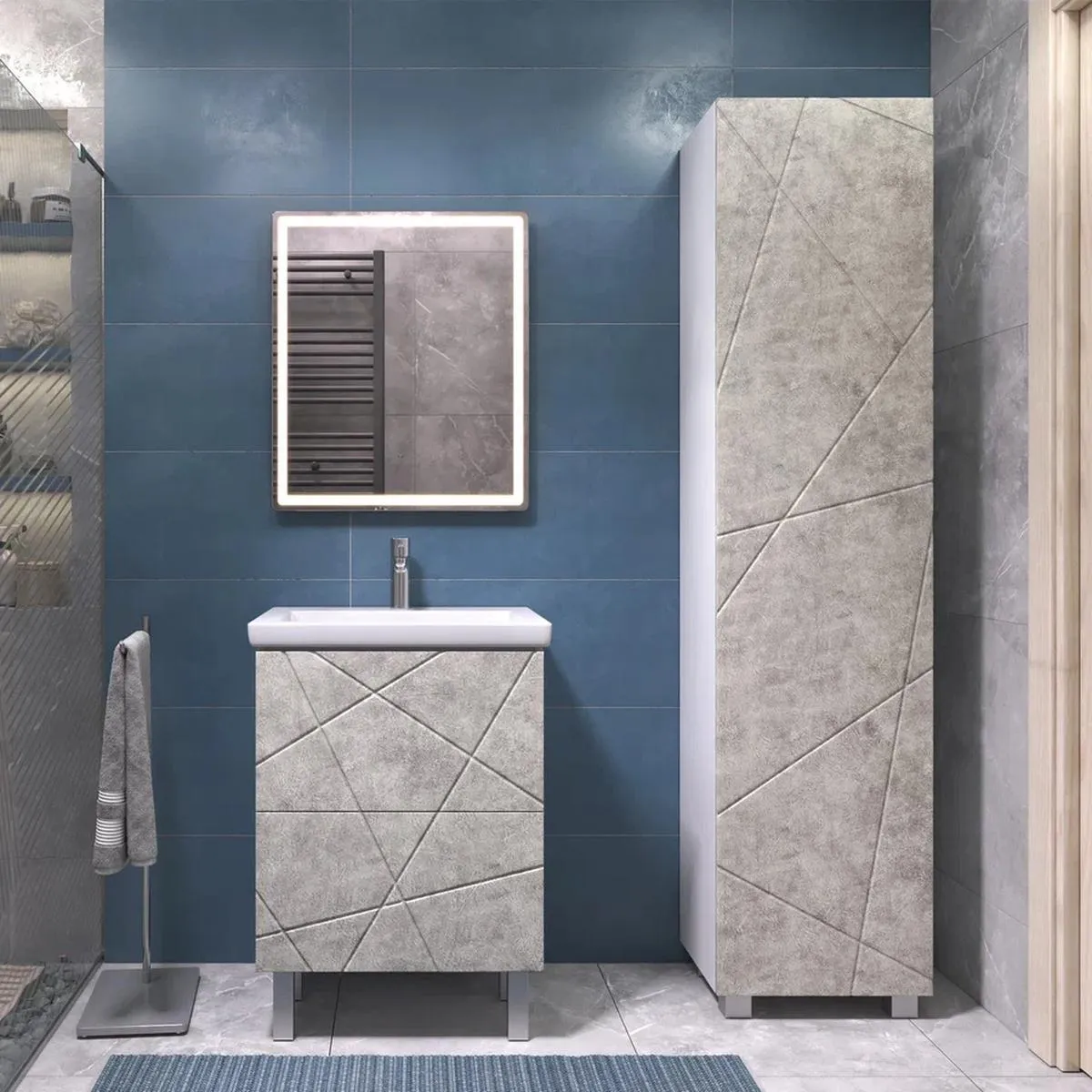 Тумба с раковиной напольная VIGO Geometry 015 бетон, 60 см