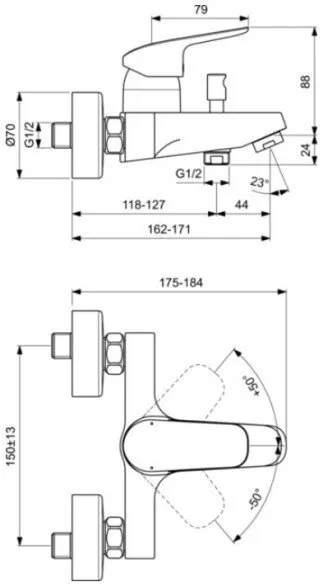 Набор для ванны 3 в 1 Ideal Standard Ceraflex BD001AA
