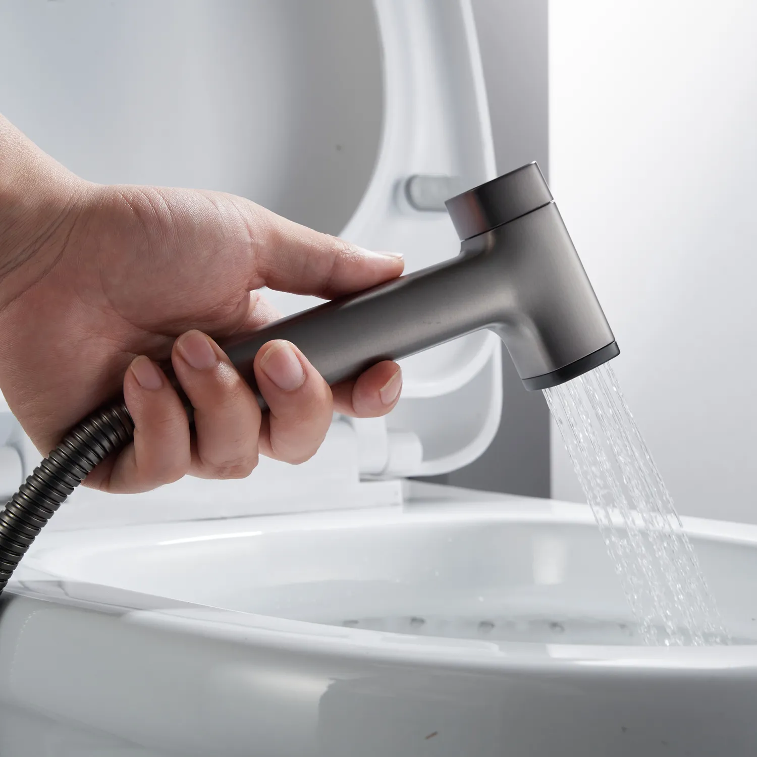 Гигиенический душ со смесителем Rose R2805T-1, оружейная сталь