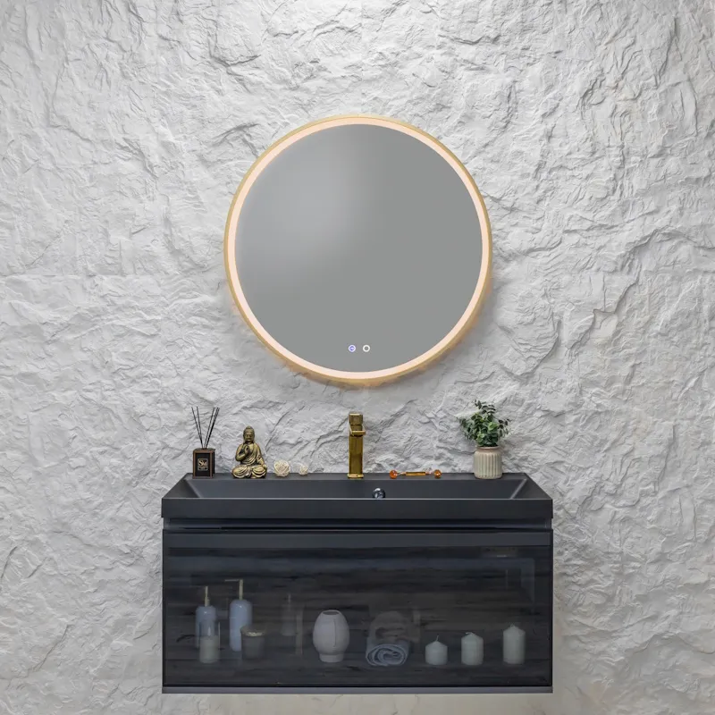Зеркало Silver Mirrors Делуна/Deluna D800 2.2 (TX ,алюм. профиль, цвет золото, подогрев, сенсорный выключатель)