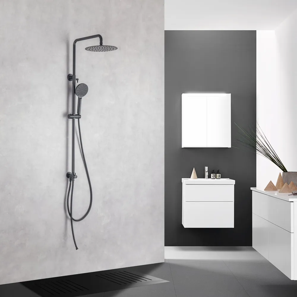 Душевая система AQUATEK Reno 3jet 250мм, матовый черный, AQ2046MB