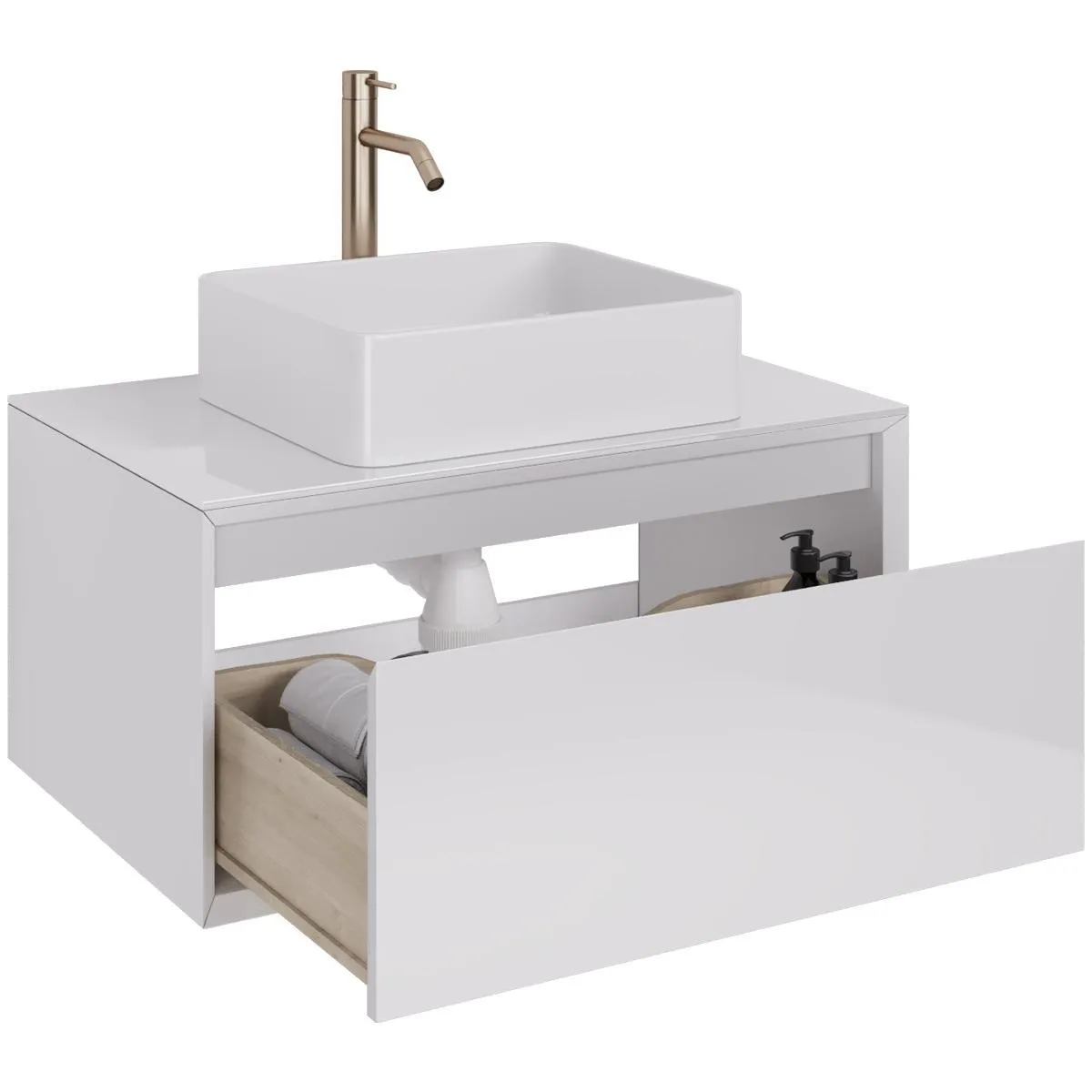 Тумба под раковину подвесная Dreja Insight 80 см, белый