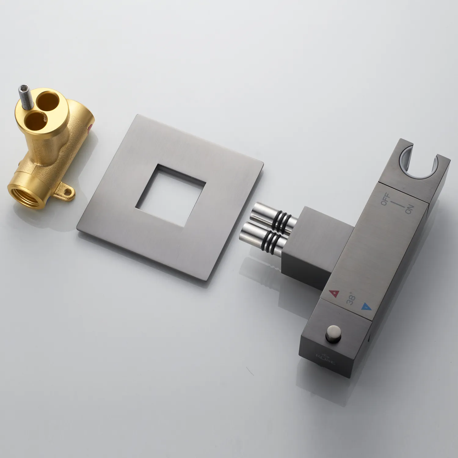 Гигиенический душ с термостатом Rose R965T, оружейная сталь