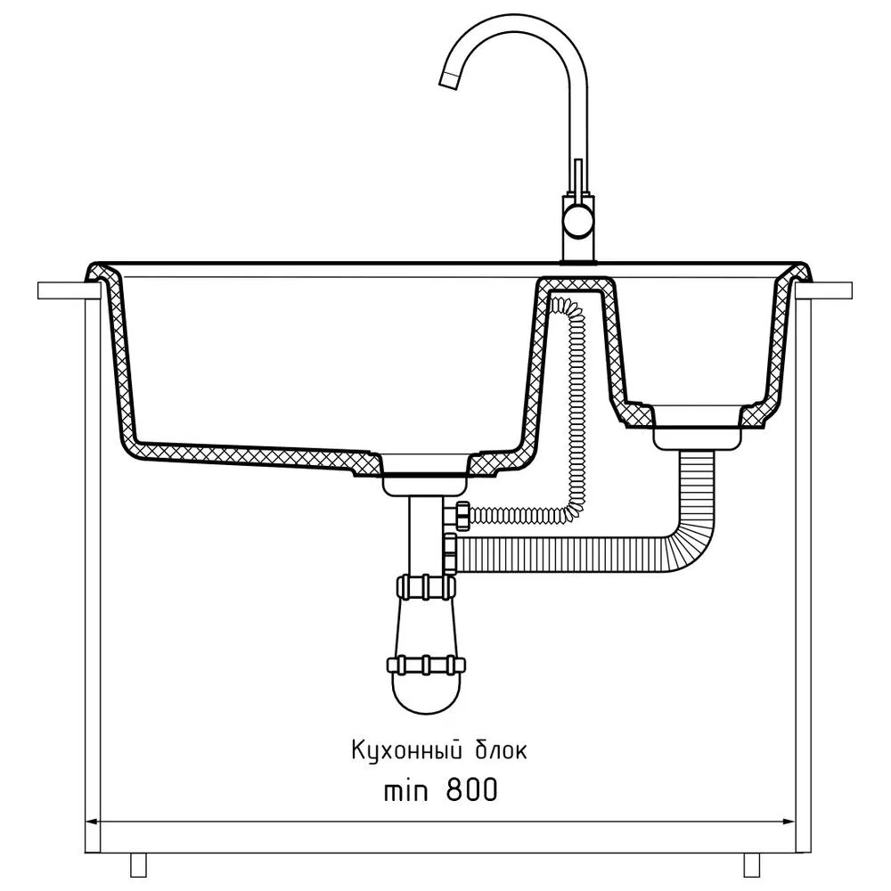 Кухонная мойка GranFest LEVEL 760K, иней