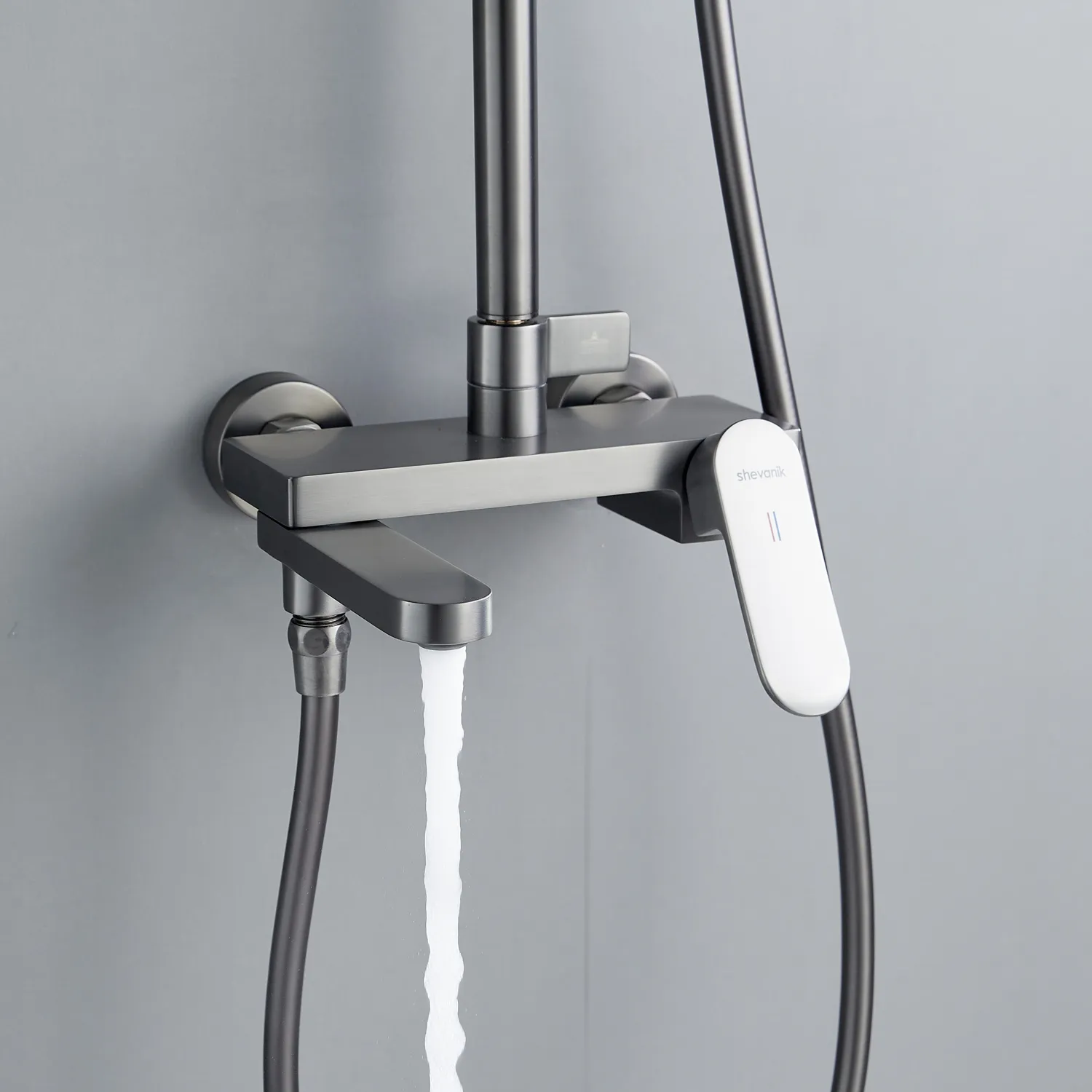 Душевая система Shevanik S4536T, оружейная сталь