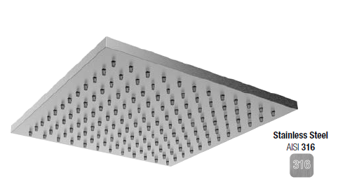 Верхний душ Almar 316 Stainless Steel, 303х303, 316 Stainless Steel (E044069.316)