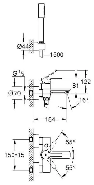 Смеситель для ванны Grohe Lineare New 33850001 хром