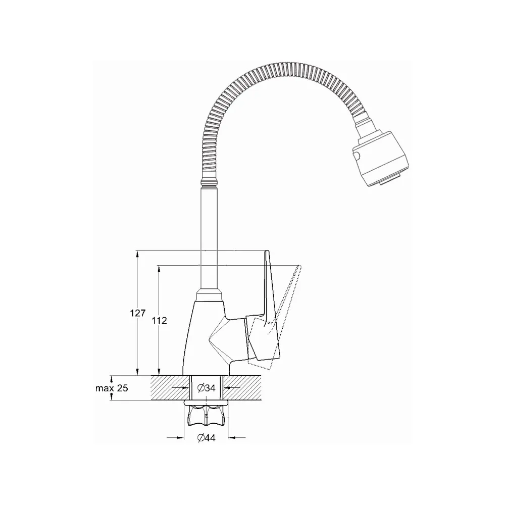 Смеситель для кухни с гибким изливом и режимом "душ" G.Lauf ZOP4-E045, хром