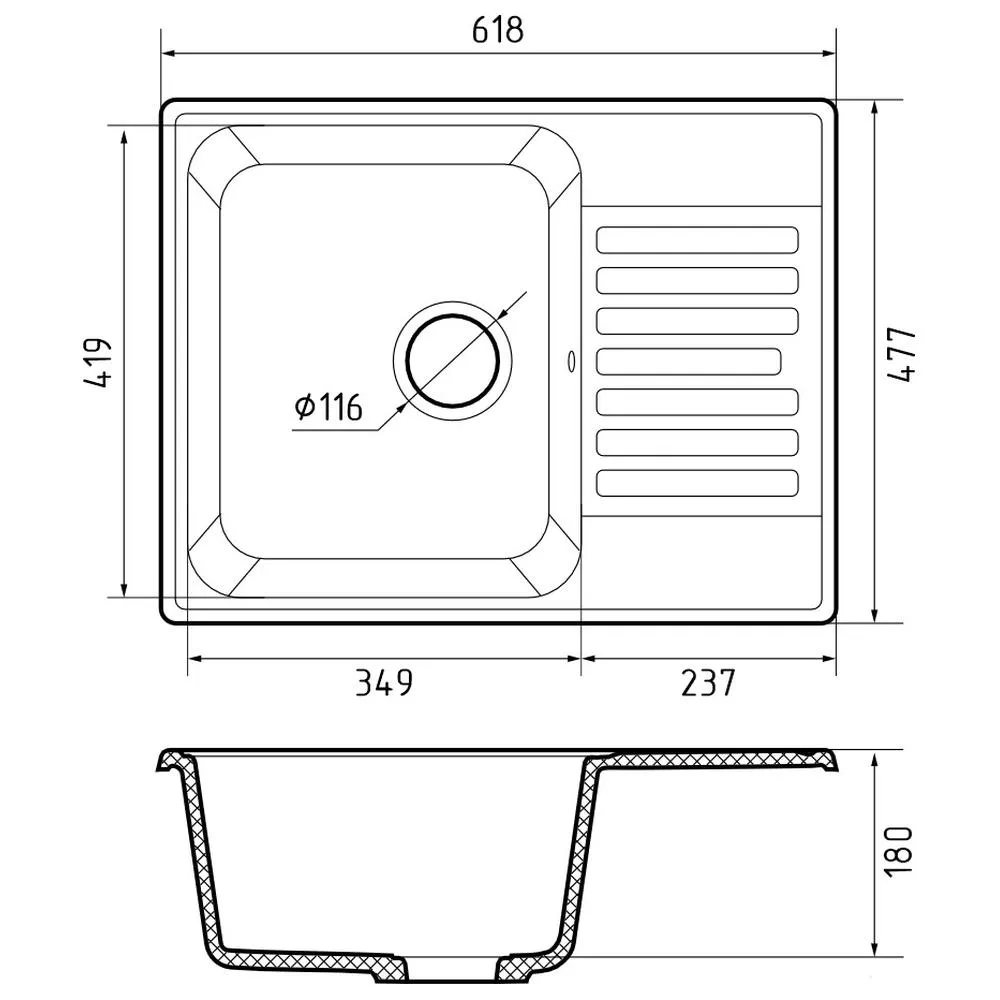 Кухонная мойка GranFest QUARZ 13, черный
