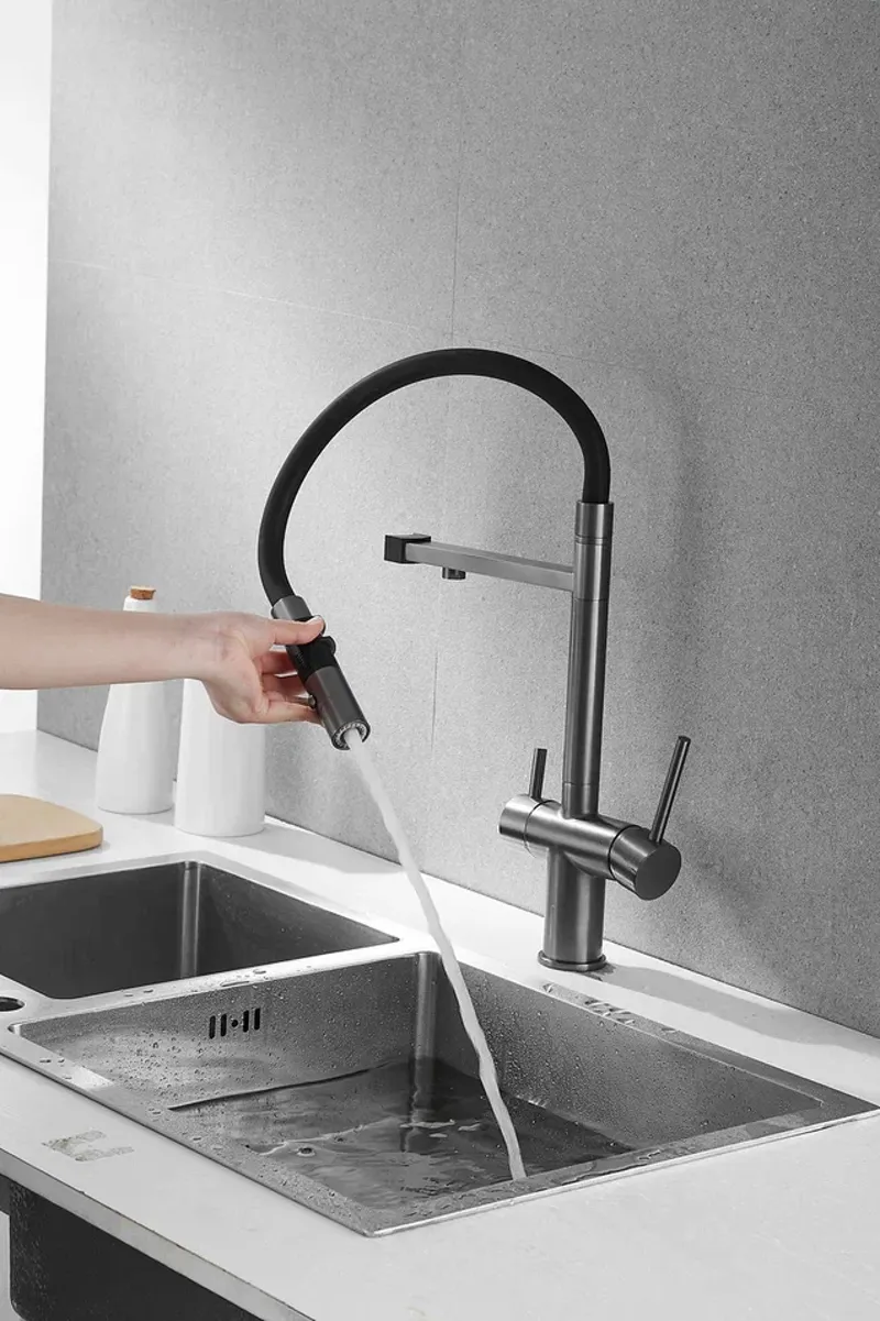 Смеситель для кухни Rose R958T, пепельный