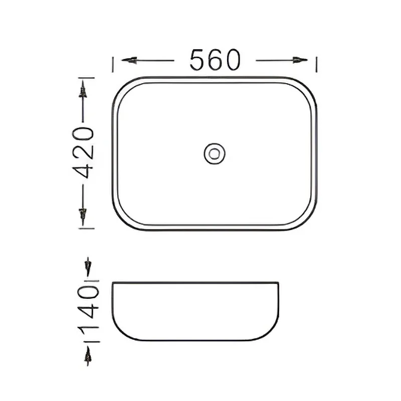 AQ5526-MB раковина 560*420*140 для установки на столешницу, матовый черный