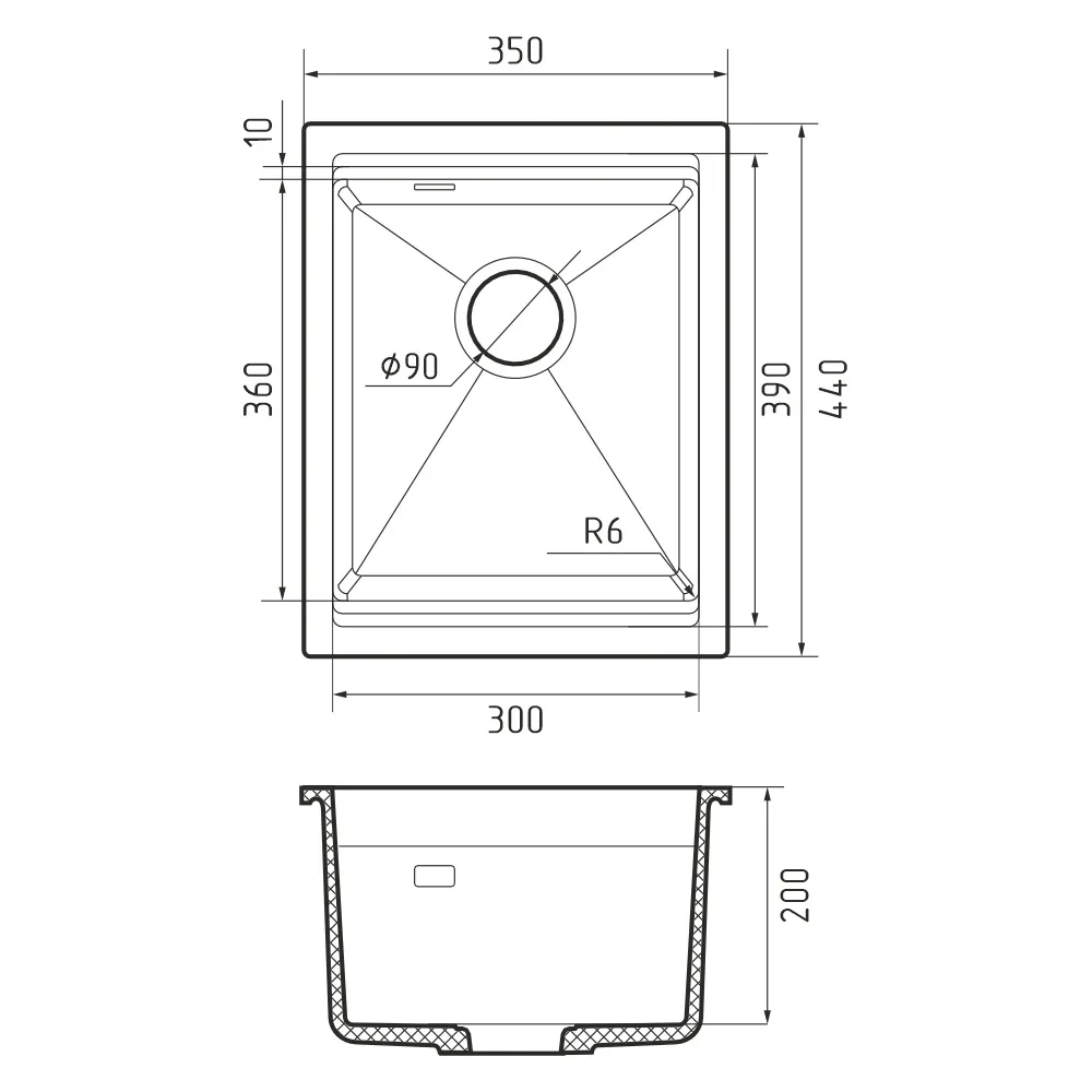 Кухонная мойка Rivelato Лино 354, серый металлик