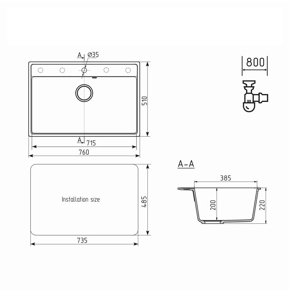 Кухонная мойка Ulgran Quartz Forte 760-02, лен