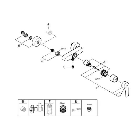 Смеситель для душа GROHE Eurosmart с подключением шланга, хром (арт. 33555003)