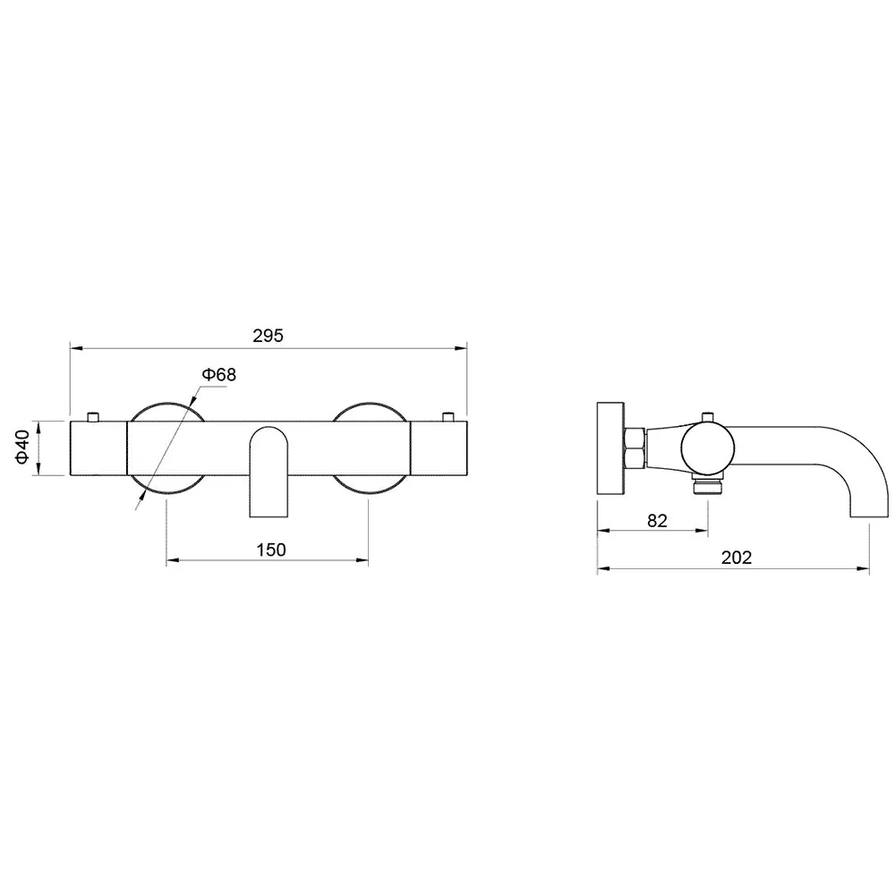 AQ1343BGM ЕВРОПА термостатический смеситель для ванны, шлиф. черный хром