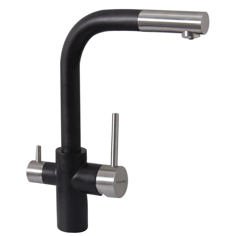 Смеситель для кухни с выдвижным изливом и подключением фильтра Florentina КРИСТАЛЛ 333.32H.2123.302, антрацит