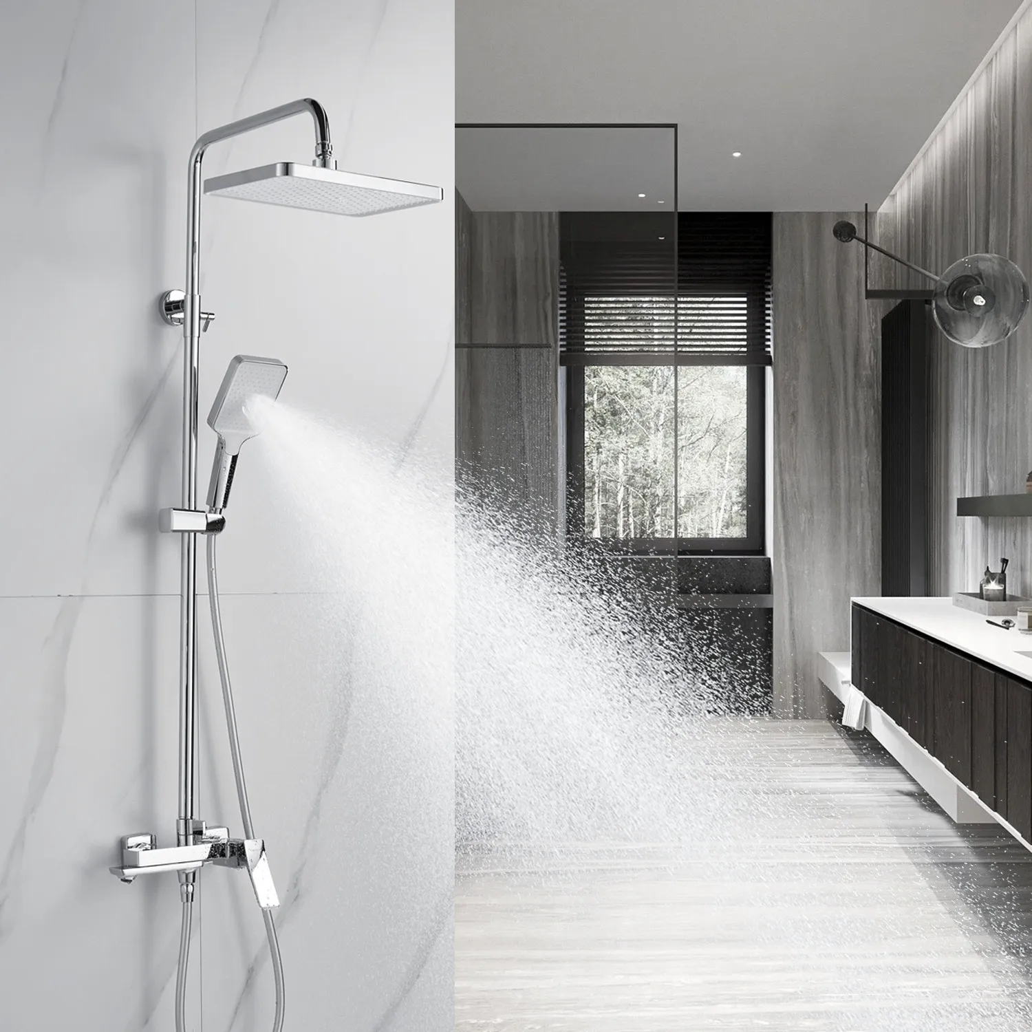 Душевая система Shevanik S4436, хром