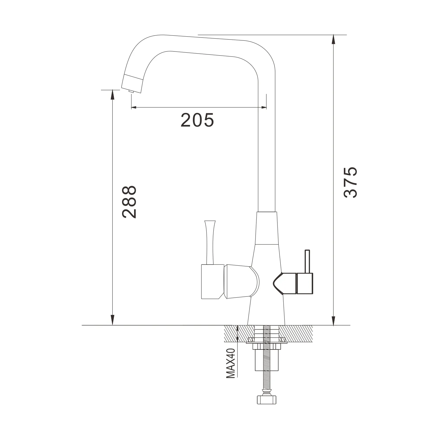 Смеситель для кухни с подключением фильтра Shevanik S528G, золотой сатин