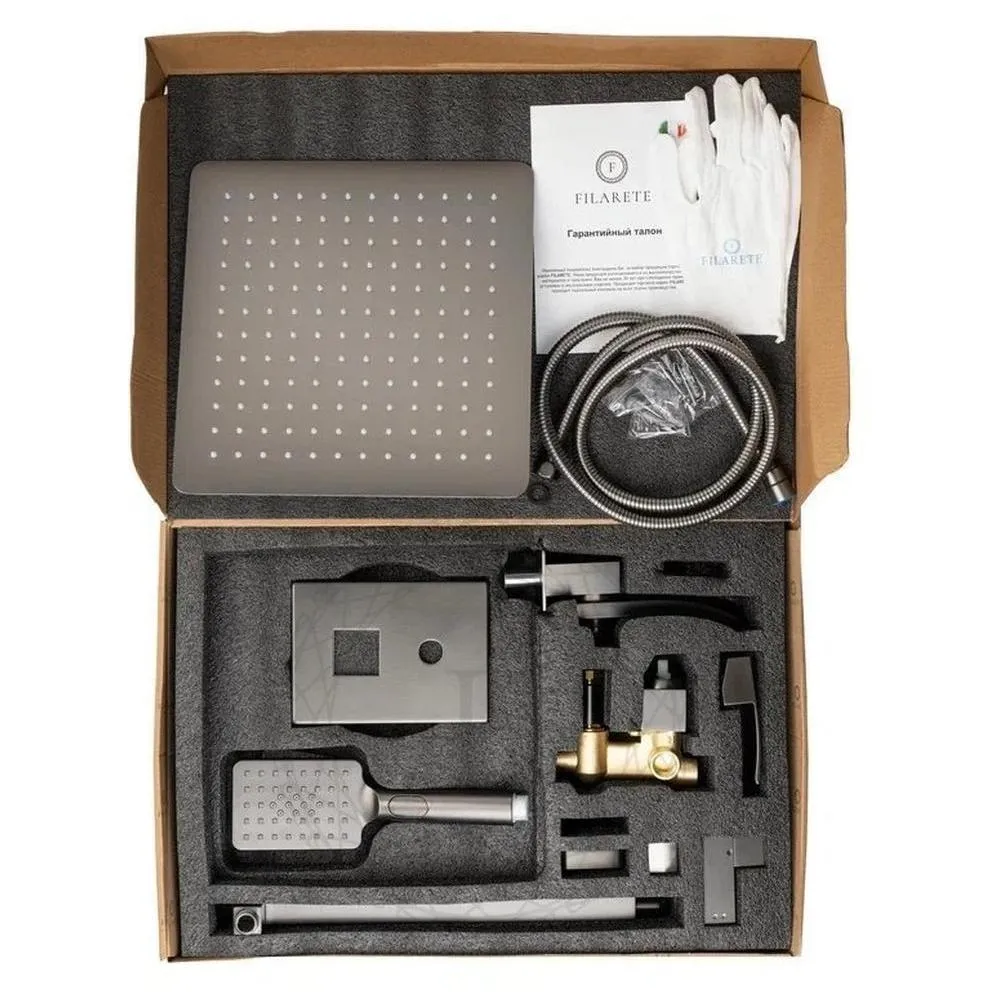 Душевая система встраиваемая FILARETE Waterfall FL1010BG, графит