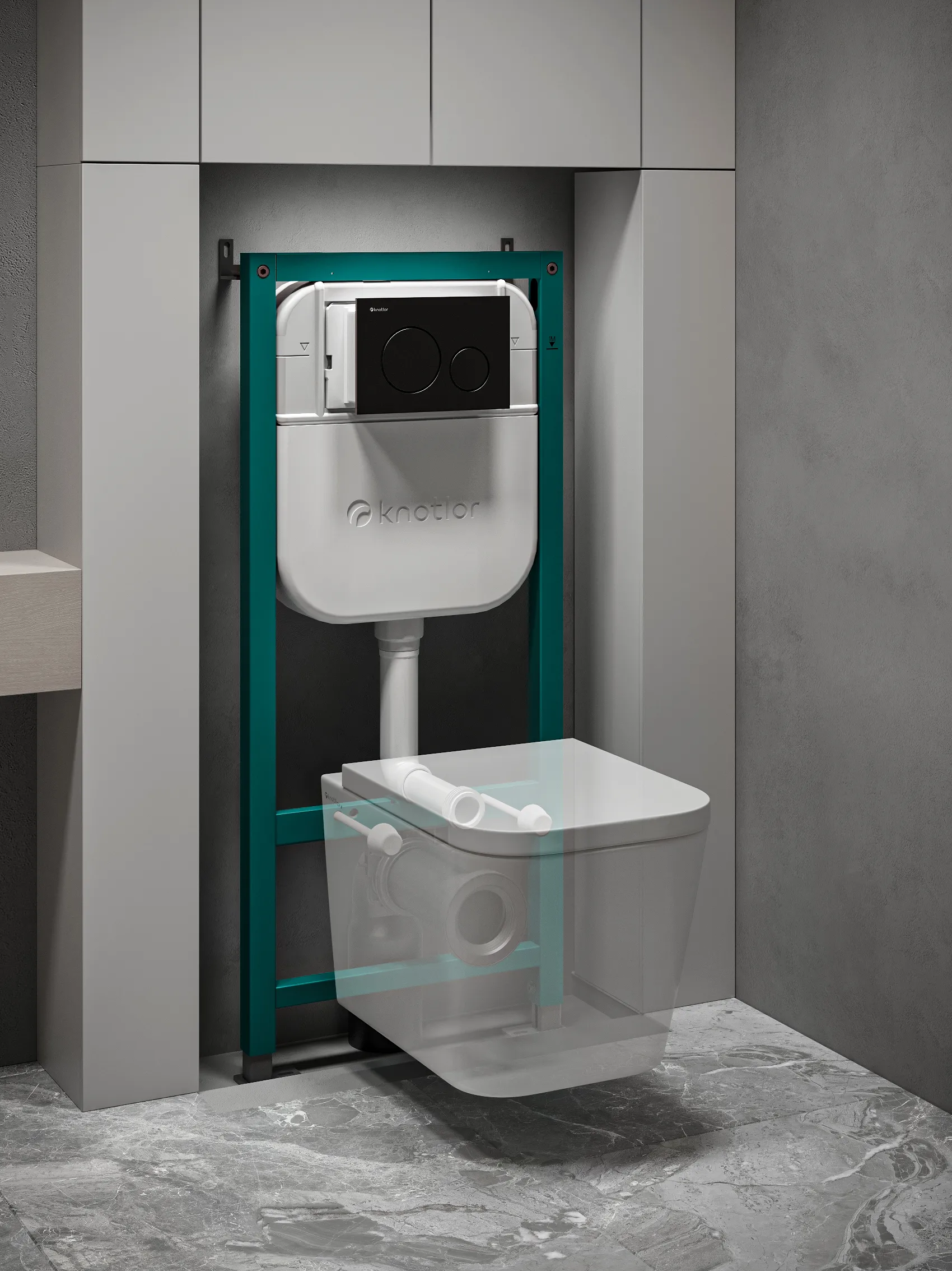 Инсталляция для подвесного унитаза Knotlor ISWC506FG (серия 1), бирюзовый