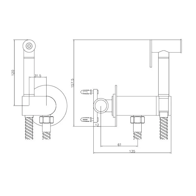Гигиенический душ со смесителем Maretti Ritta RI30PV55, хром