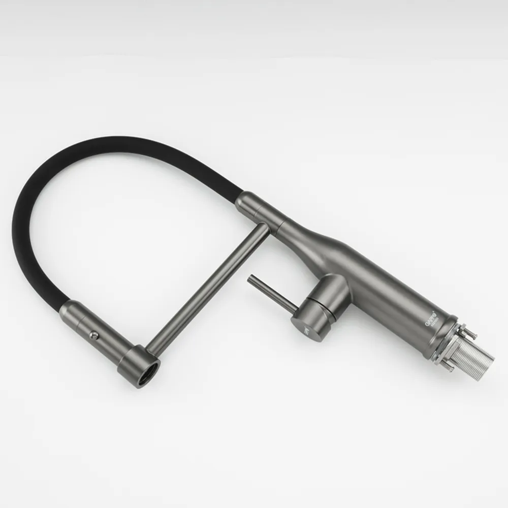 Смеситель для кухни с гибким изливом и режимом душ GAPPO G4398-51, оружейная сталь
