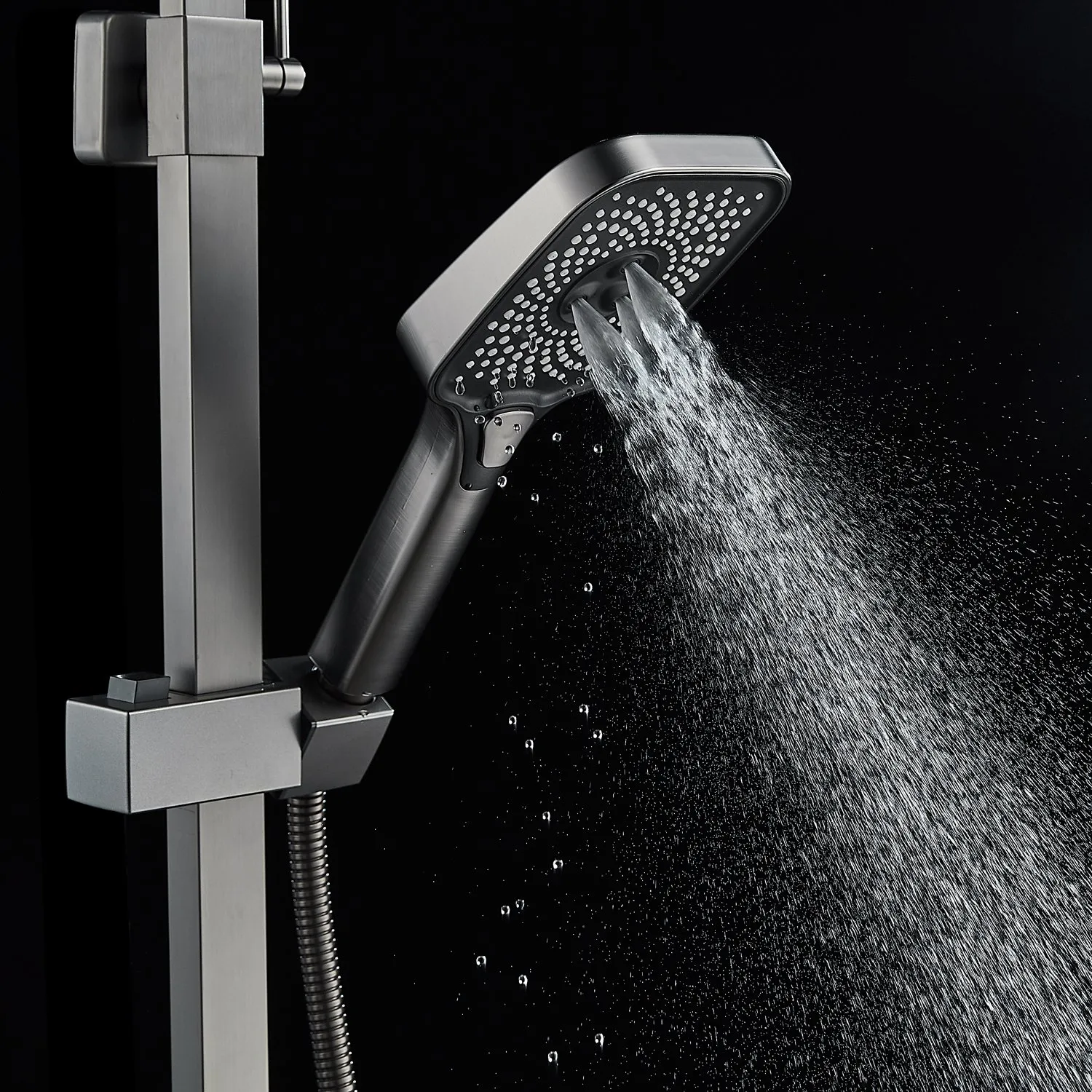 Душевая система Shevanik S7036T, оружейная сталь