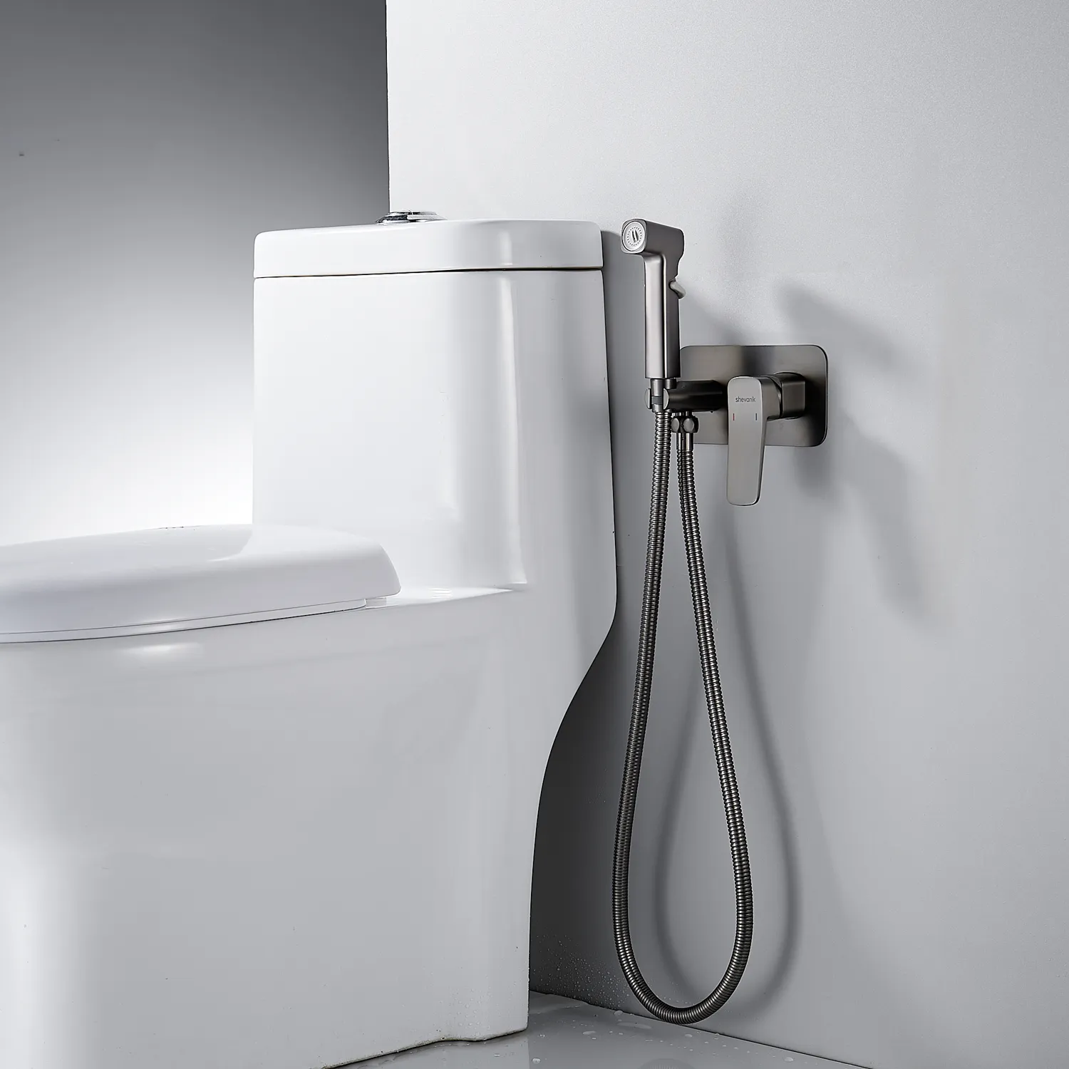 Гигиенический душ со смесителем Shevanik S9905T, оружейная сталь
