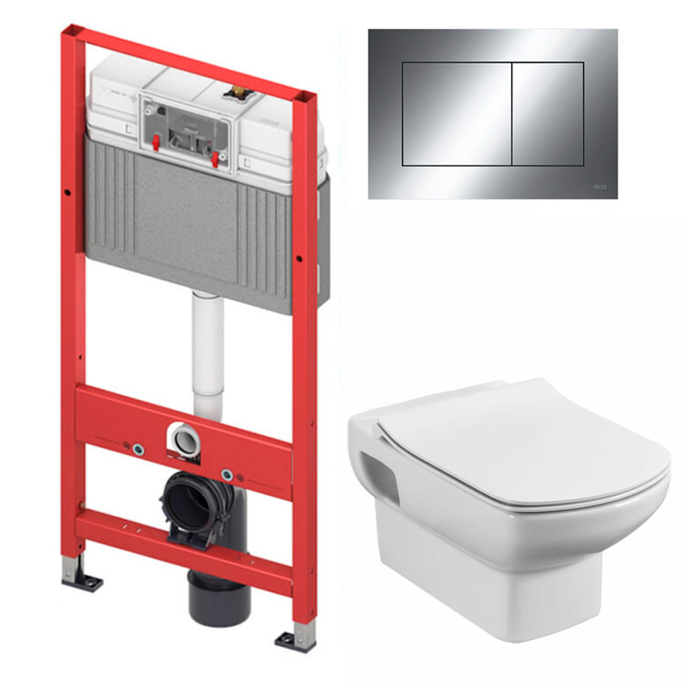 Комплект инсталляция и унитаз подвесной стандартные Tece Base 2.0 Dama Senso, белый (9400412R1)