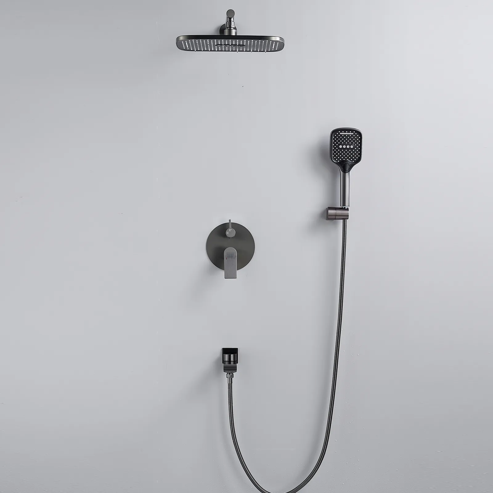 Душевая система встраиваемая Shevanik S4135T, оружейная сталь