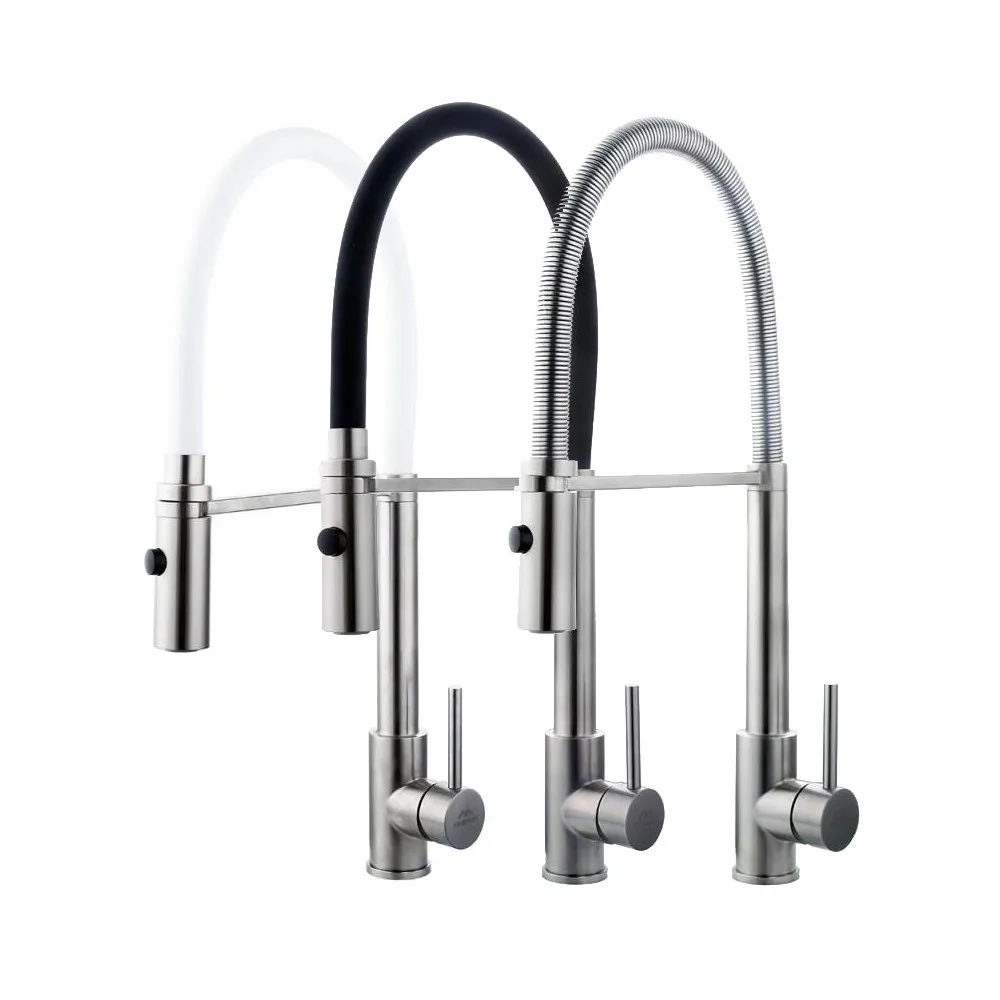 Смеситель для кухни с гибким изливом FASHUN A54111-8, сатин/белый