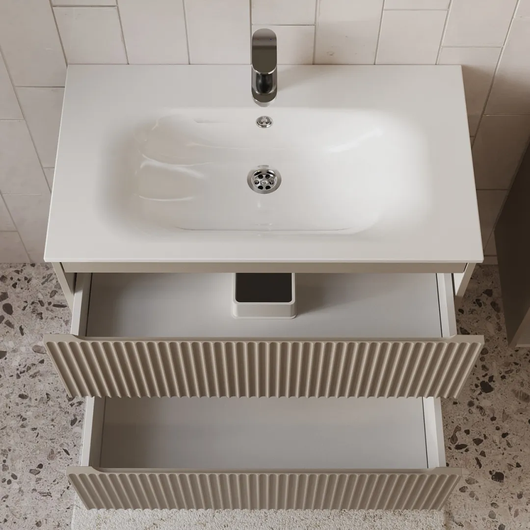 Тумба с раковиной подвесная (80см) Terminus Sicilia SIC10802200501O, капучино