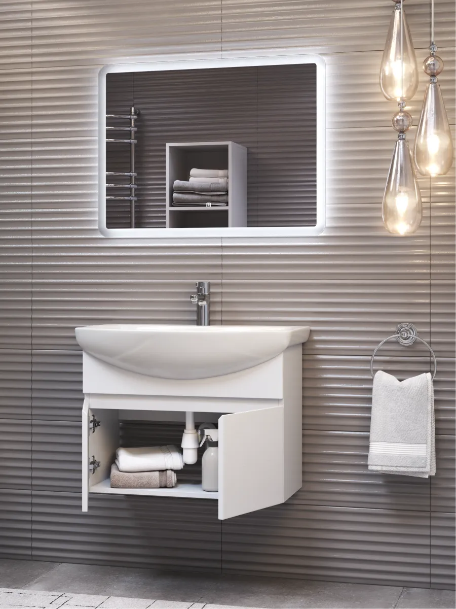 Тумба с раковиной подвесная VIGO Wing tp.WIN.BAL.70.2D белый, 70 см