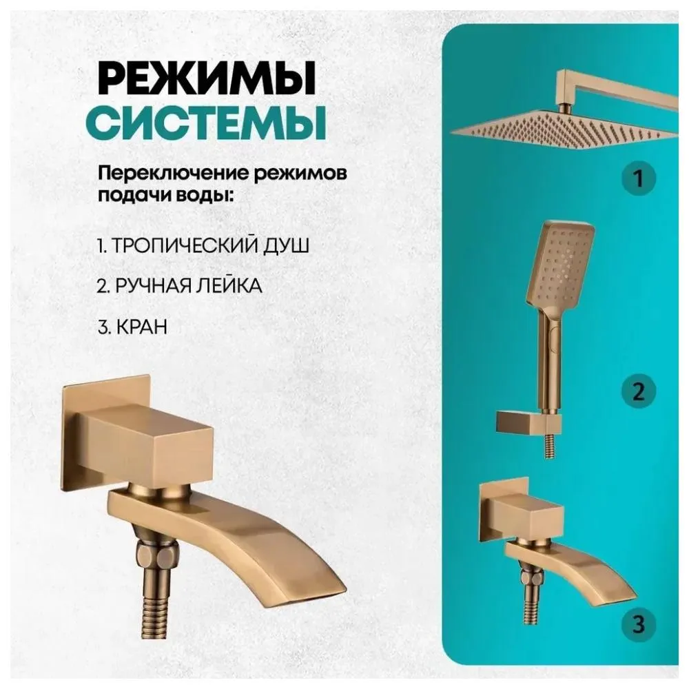 Душевая система встраиваемая Grocenberg GB5007BR, бронза