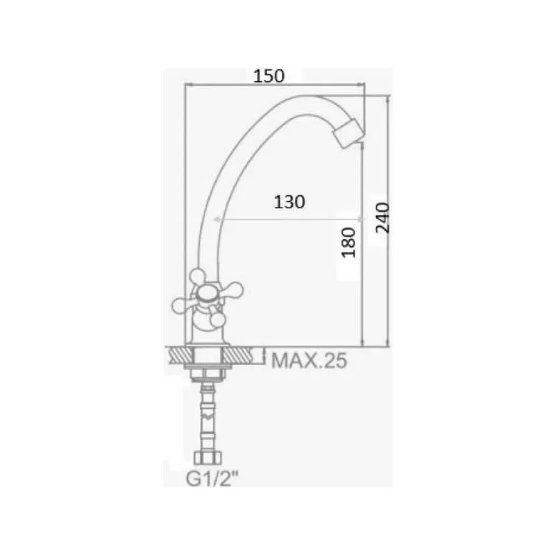 Смеситель для кухни D-Lin D156807-G, хром
