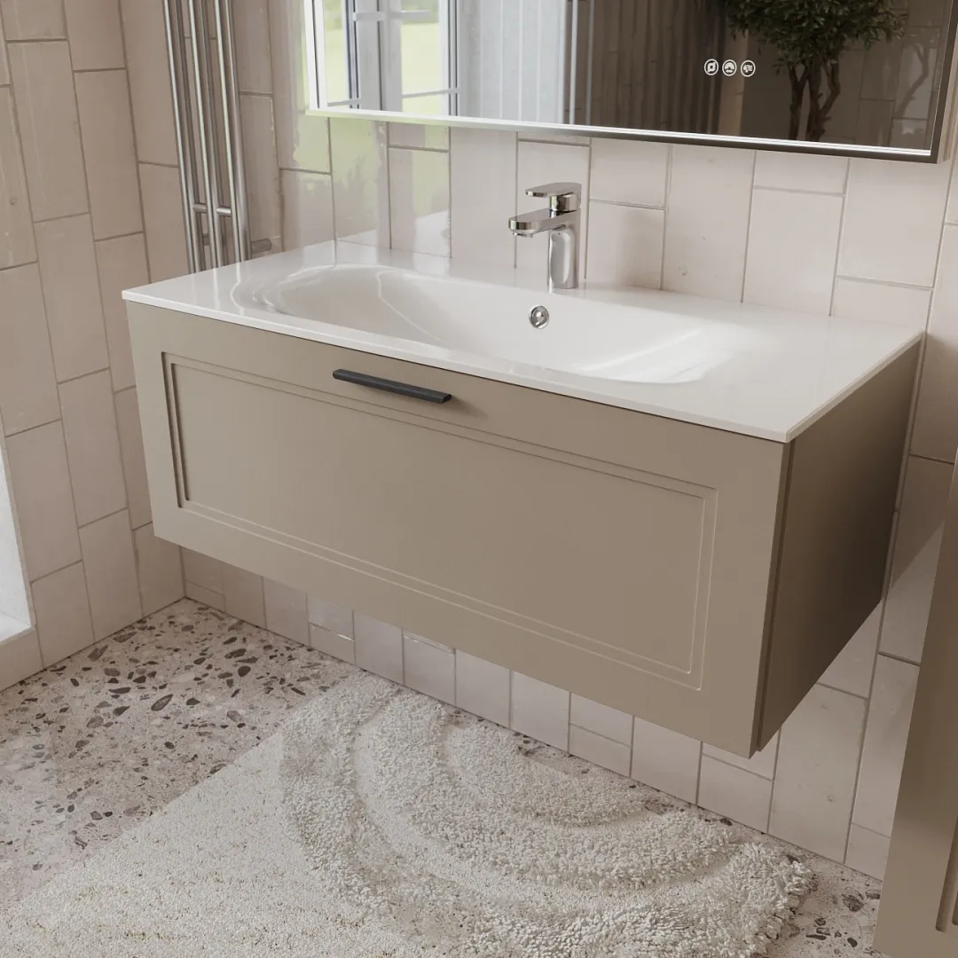 Тумба с раковиной подвесная (100см) Terminus Classik CLA101001200501O, капучино