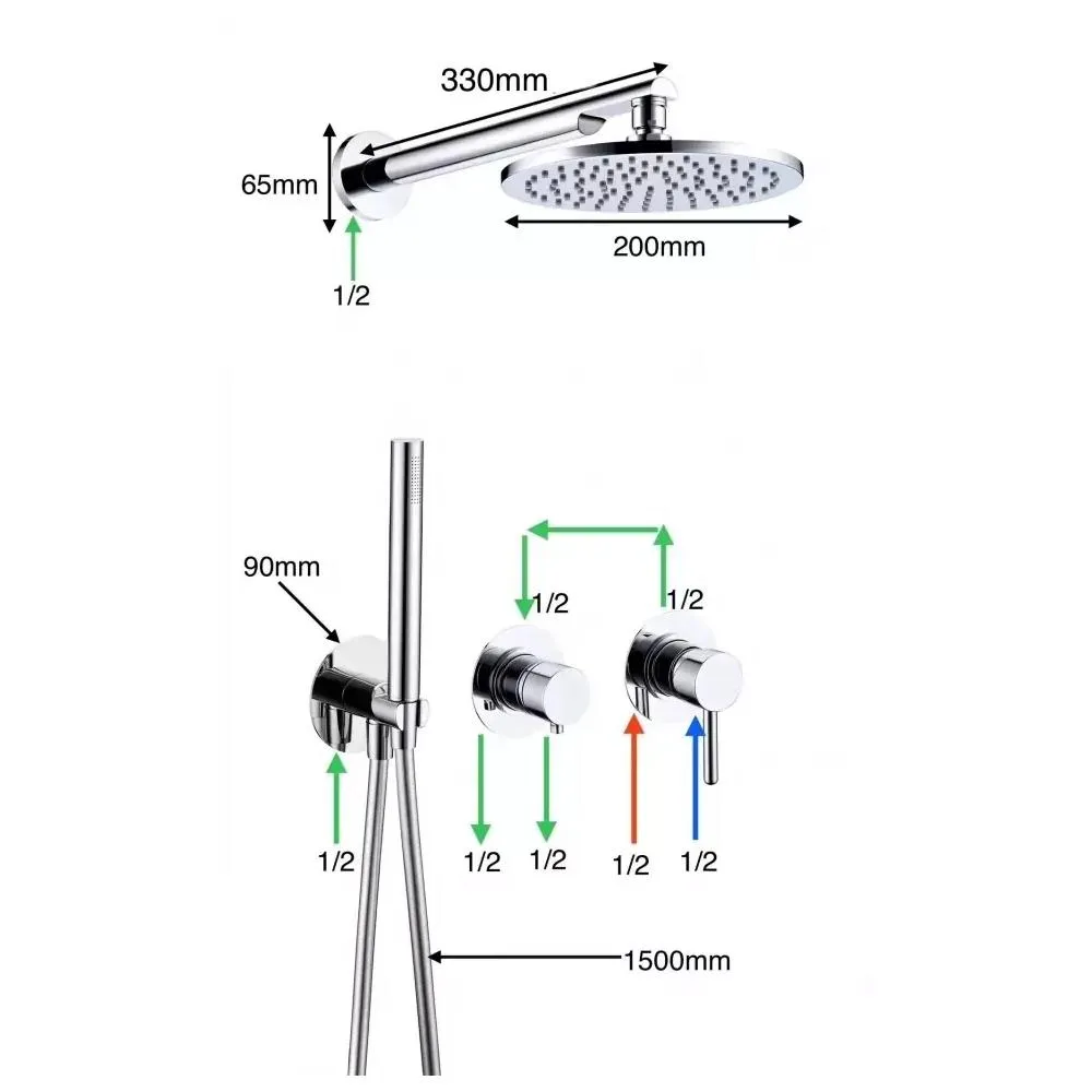 Душевая система встраиваемая (без излива) Grocenberg GB5090NK, никель