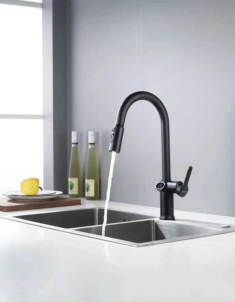 Смеситель для кухни с индикатором температуры Knotlor KN-100/BL, черный