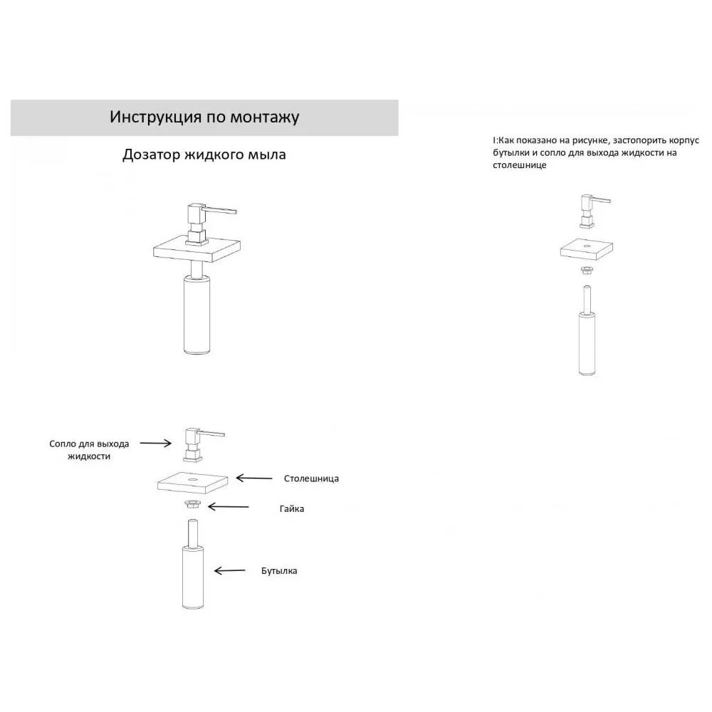 Дозатор встраиваемый Grocenberg AC0033BL, черный