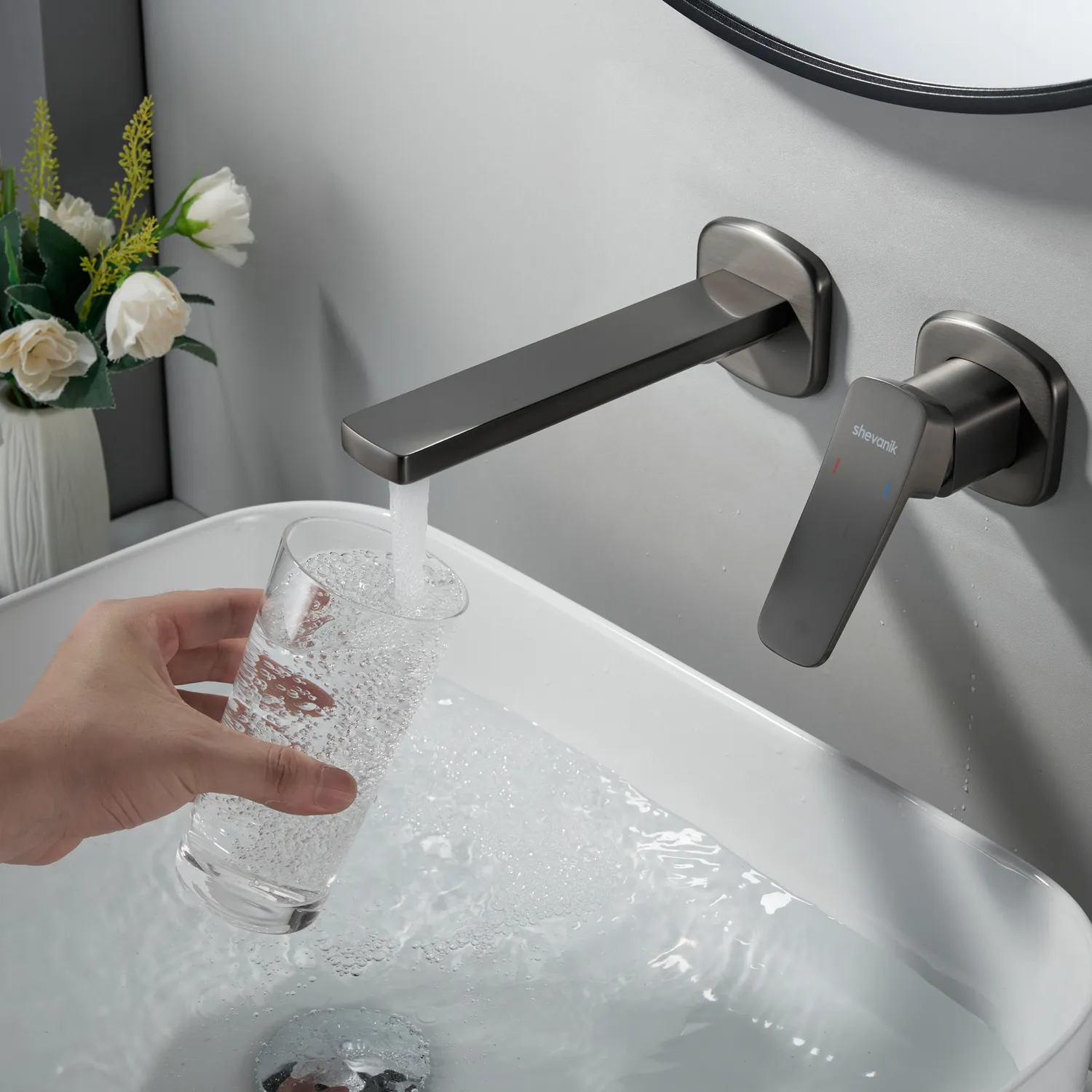 Смеситель для раковины встраиваемый Shevanik S9941T, оружейная сталь