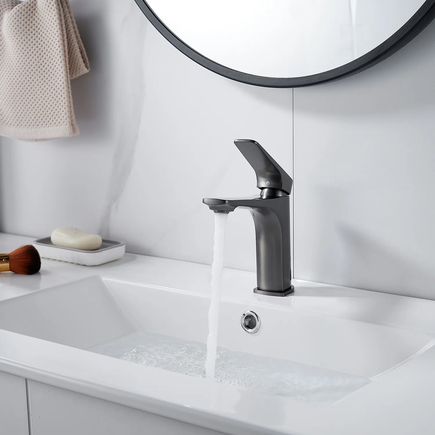 Смеситель для раковины Shevanik S4201T, оружейная сталь