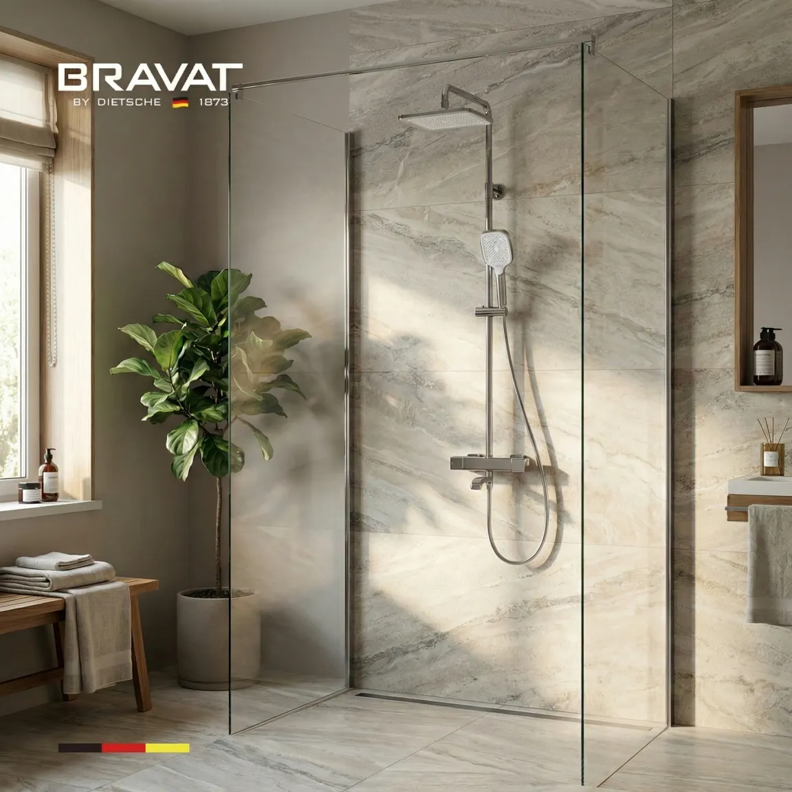 Душевая система с термостатическим смесителем цвет хром BRAVAT (F6813944CP-A-SW)