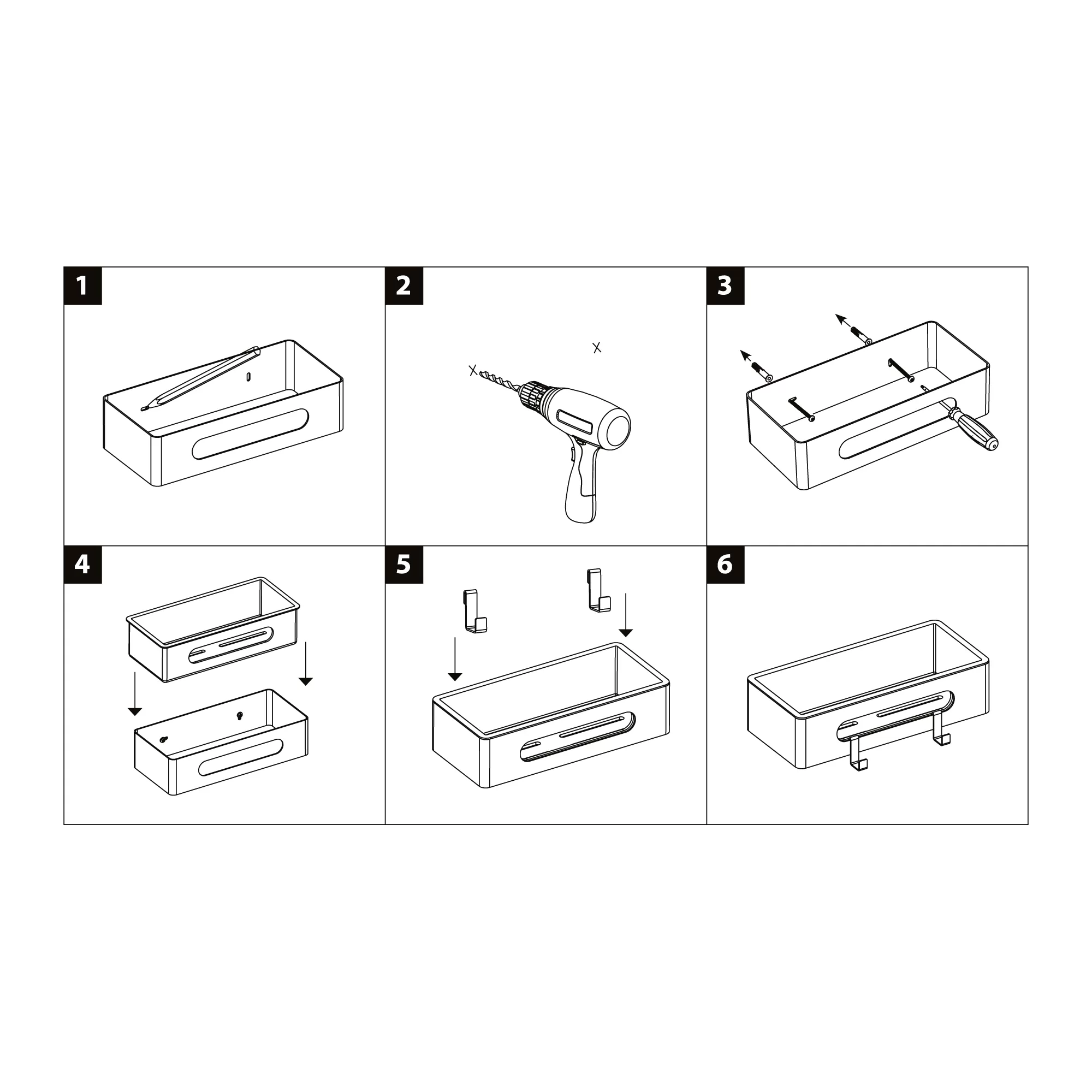 Полка для душа прямая Lemark SHELF LINE из нерж. стали с крючками, графит/вставка-пластик графит (9776045)