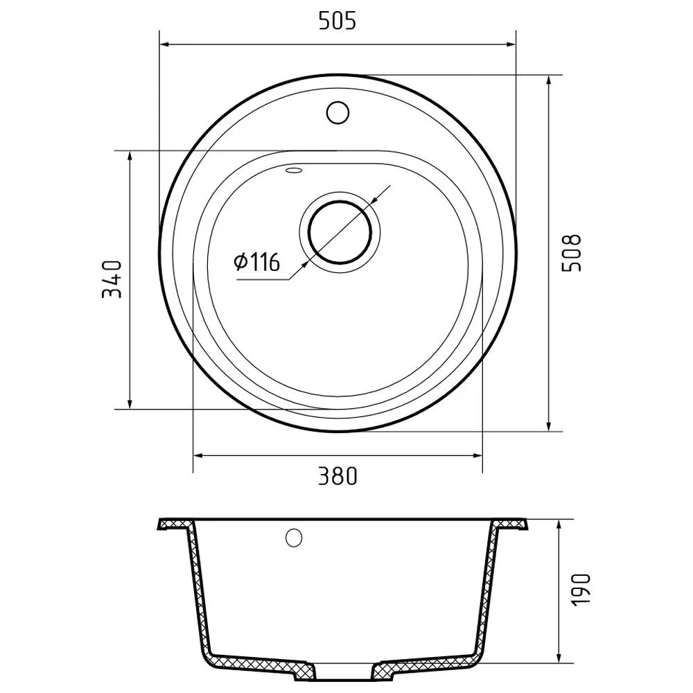Кухонная мойка GranFest RONDO 510, черный