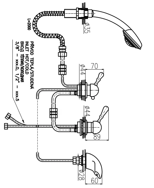 Смеситель на борт ванны Rav Slezak Dunaj L070.5PSM
